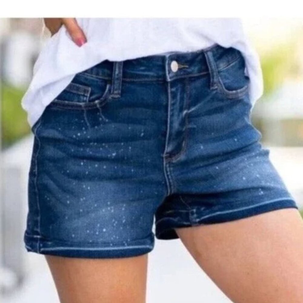 Judy Blue Galaxy Splash High Waist Jean Shorts Size L Large Denim NWT